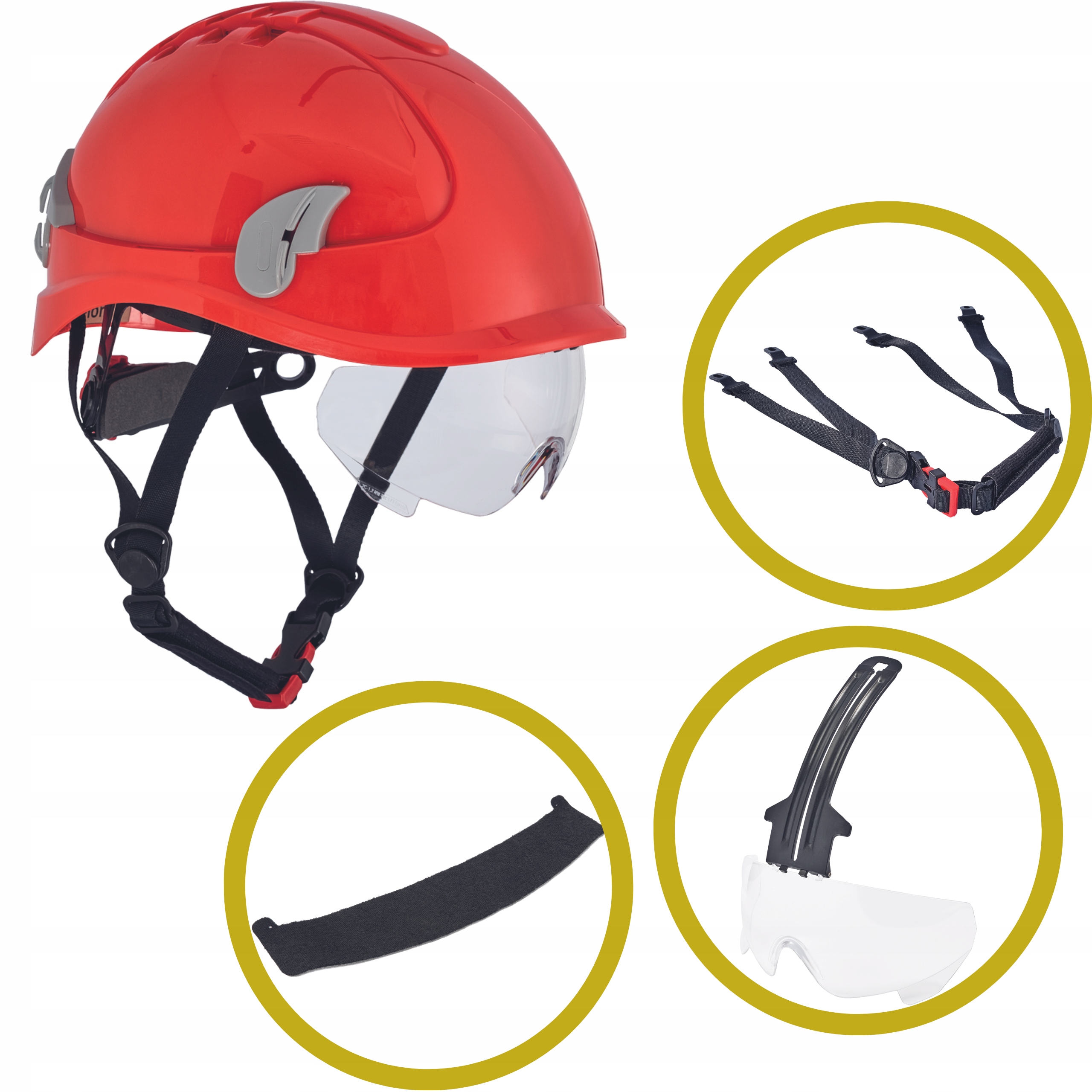 Kask wspinaczkowy do pracy na wysokości Alpin Worker Wentylowany Czerwony