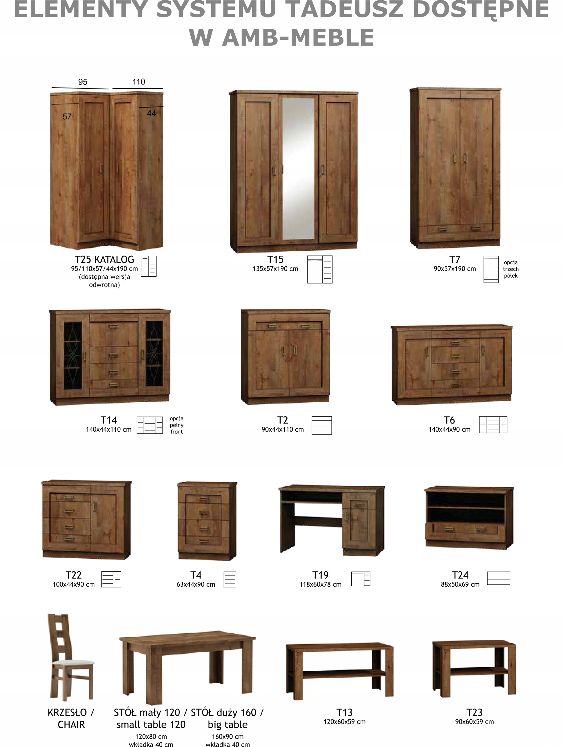 Witryna jednodrzwiowa TADEUSZ T10- DĄB STULETNI Montaż meble do samodzielnego montażu