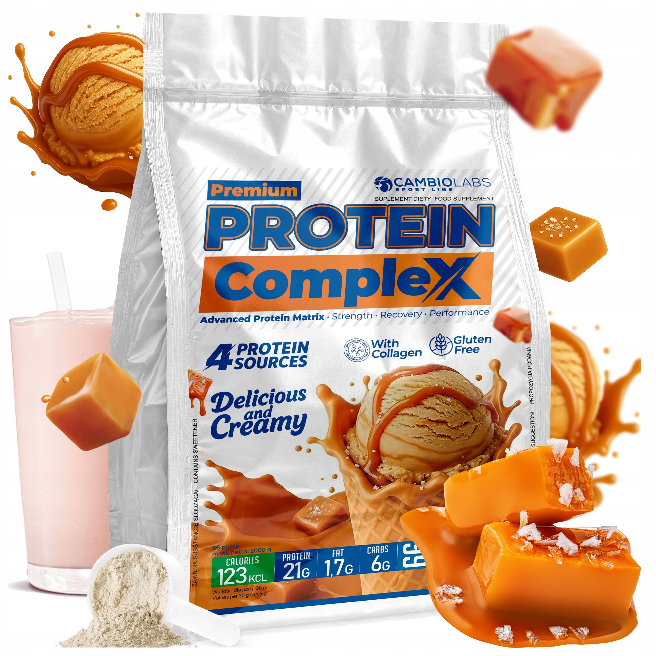 Mix Bílků Wpc Kolagen Vaječný albumin Shake Proteinový 2 kg Slaný Karamel