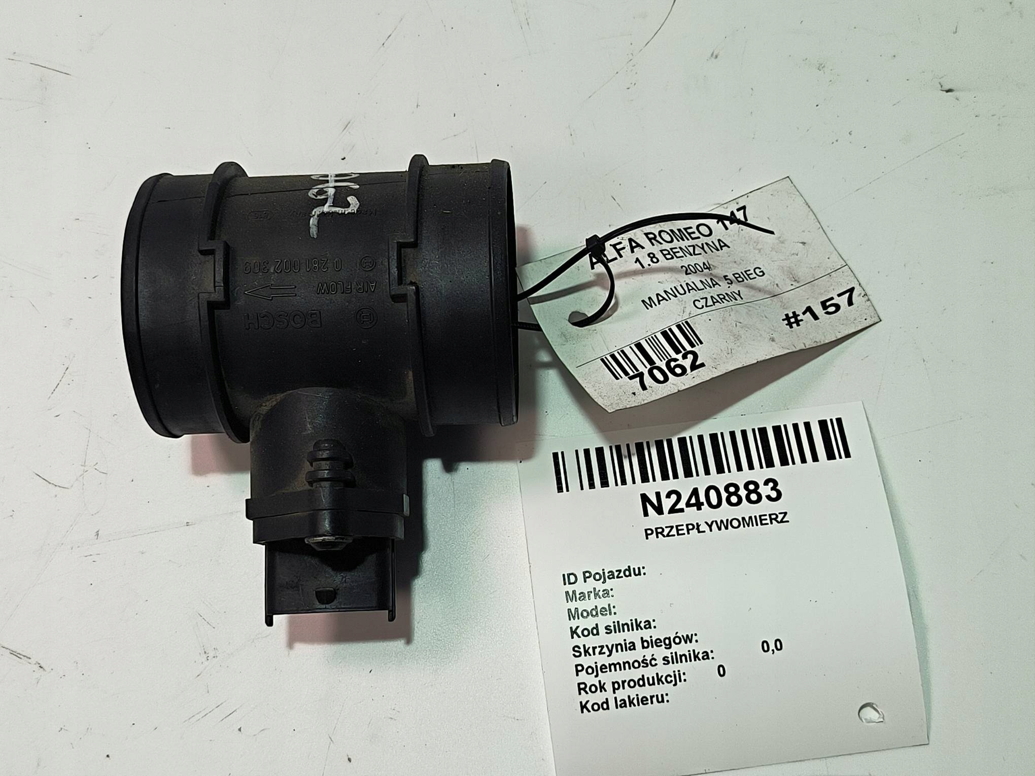 flow meter 0281002309 ALFA ROMEO 147