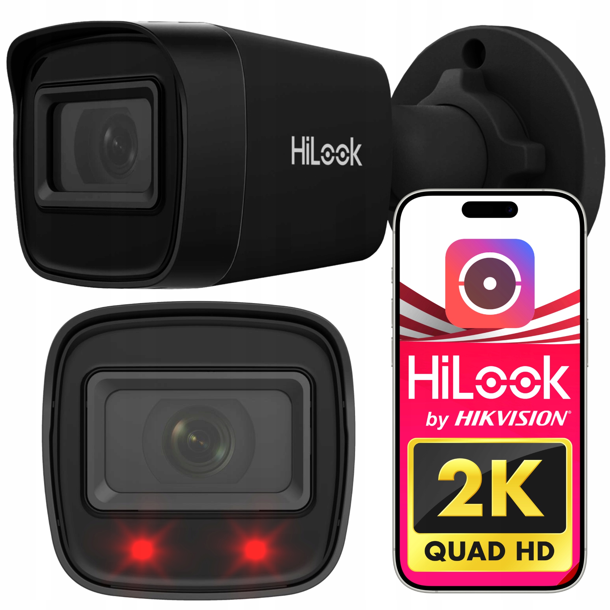 Kamera Ip tubowa IPCAM-B4-P czarna 2K+ 4MPx HiLook zewnętrzna monitoring