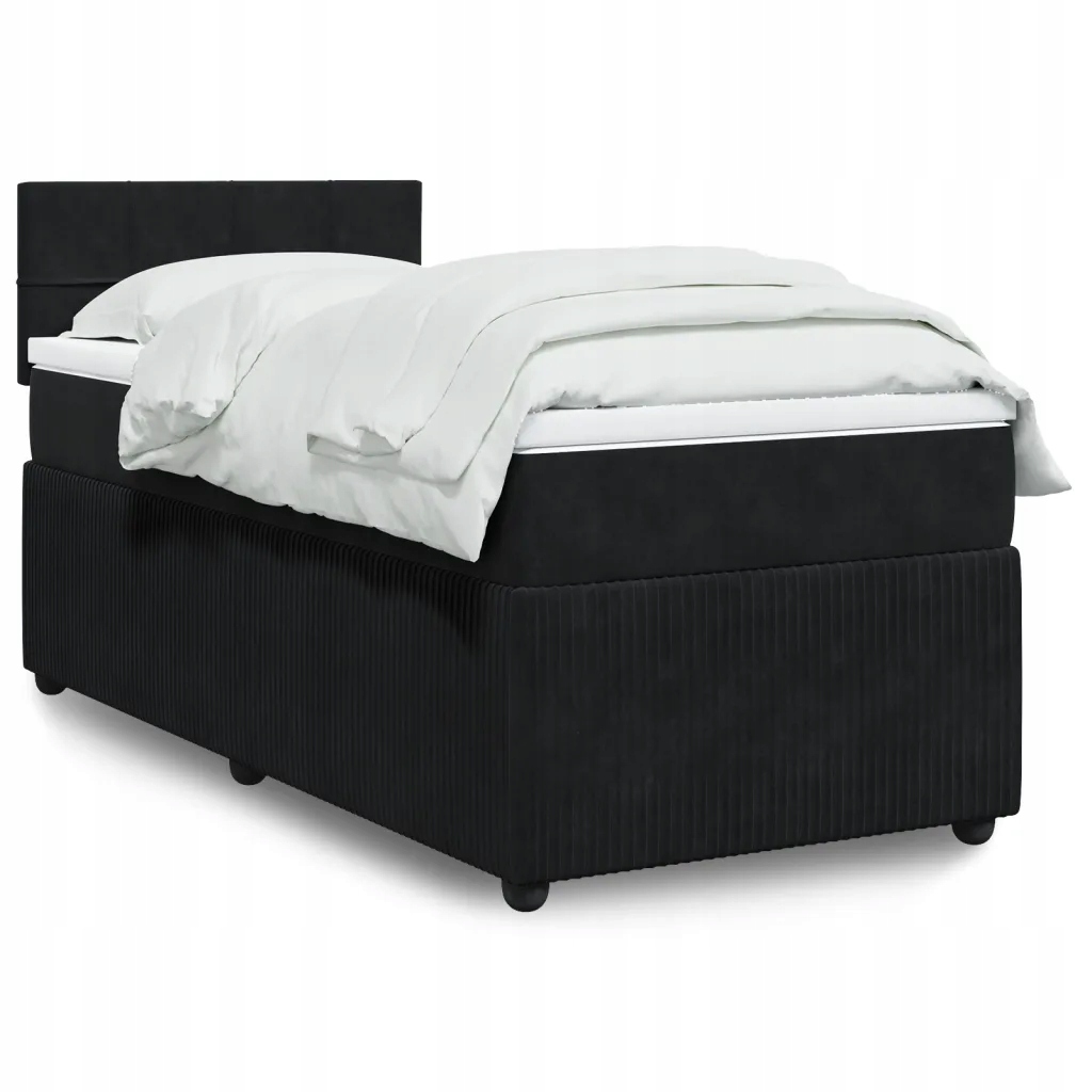 Box spring postel s matrací černá 100x200 cm samet Černý 3287664