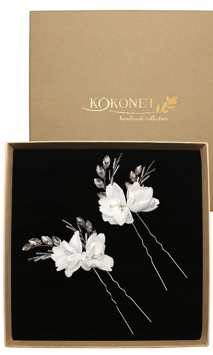 Květinové ozdoby do vlasů s krystaly na drdol účesy Stříbrné