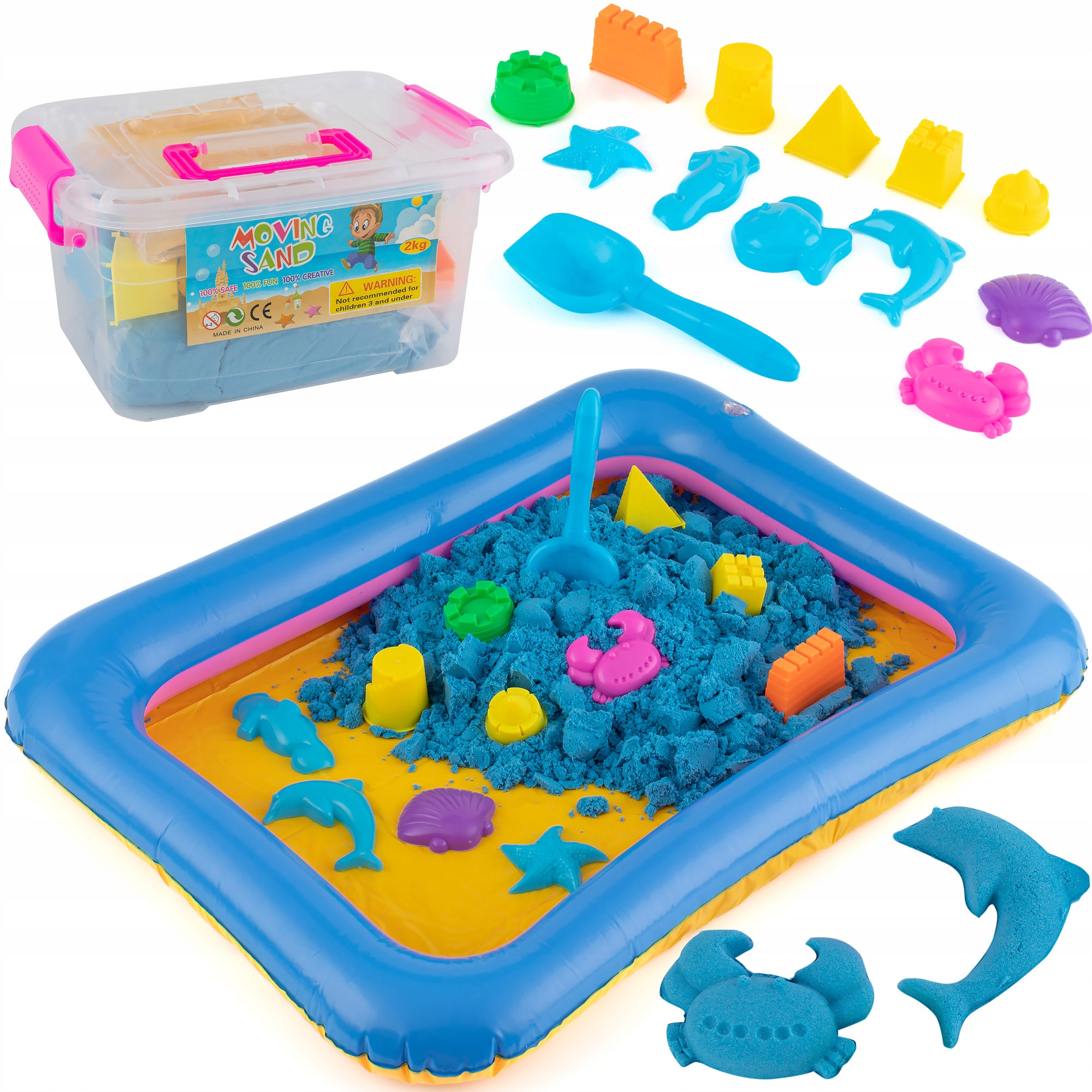 

Piasek kinetyczny Niebieski 2kg Piskownica Foremki