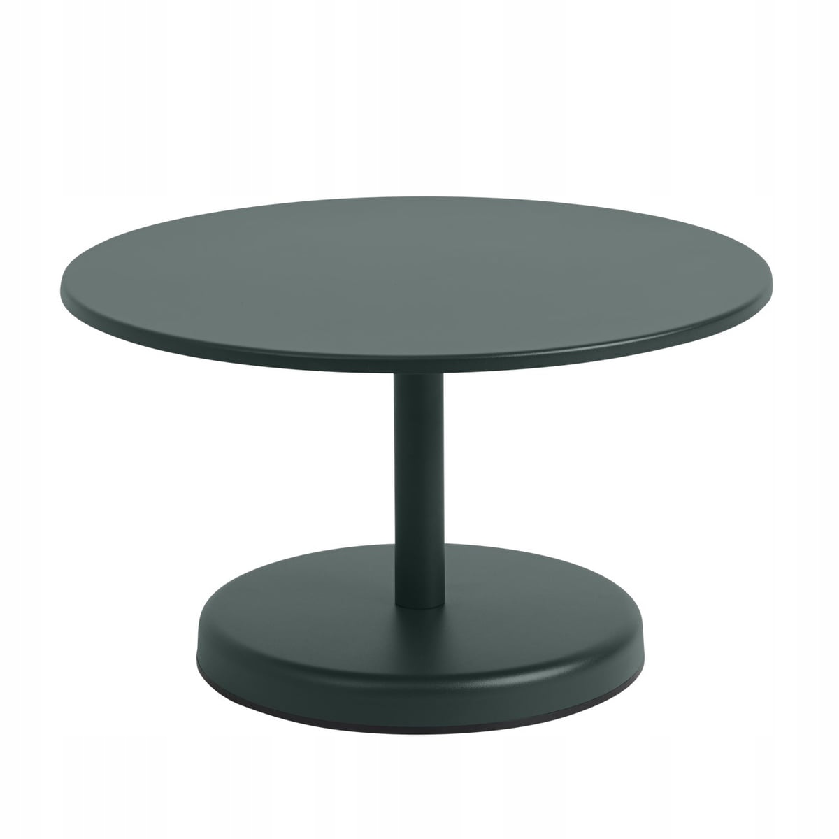 Muuto Linear Oceľový vonkajší konferenčný stolík 70 cm Tmavozelený