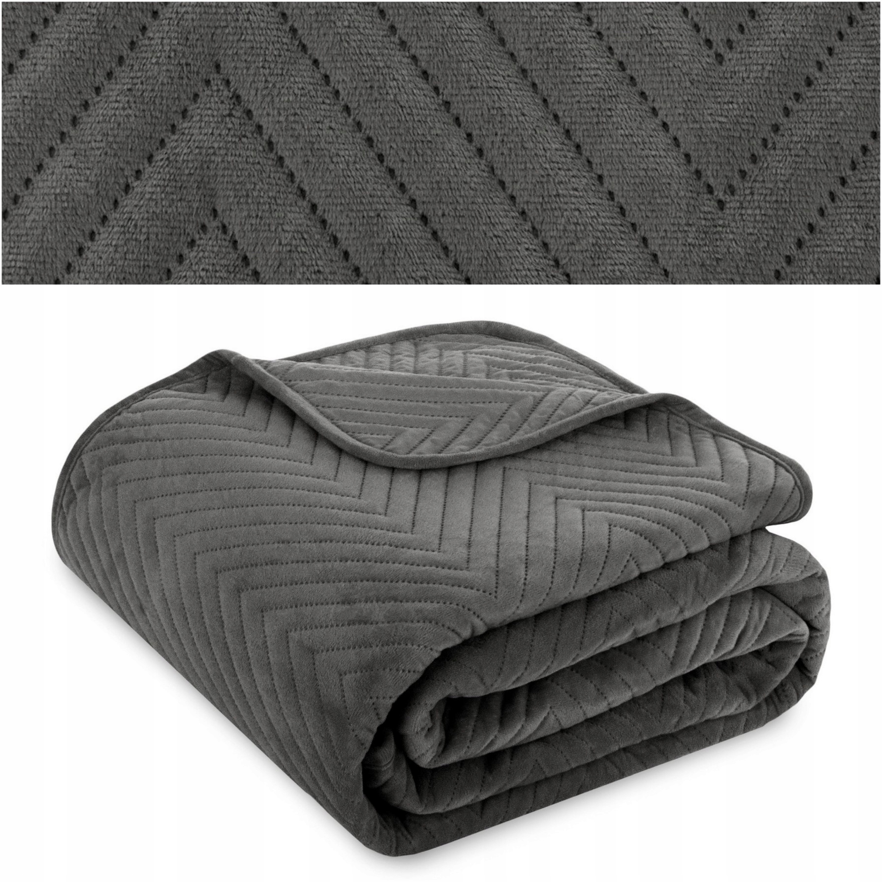 Přikrývka na postel gaučová 170x210 prošívaná jedle Welur Caden Grafit