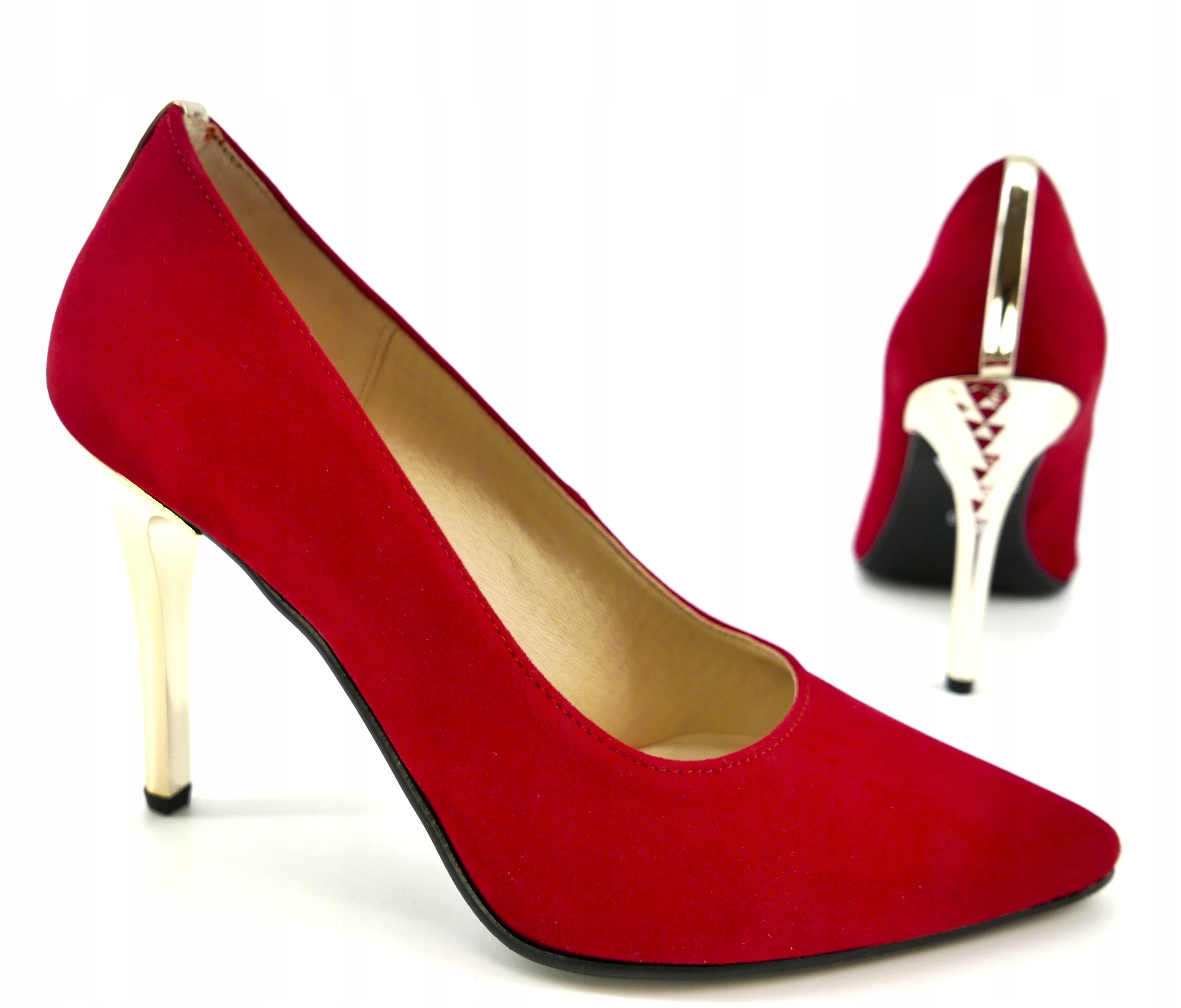 Skorpio Polské Dámské Lodičky Červené Semiš R38