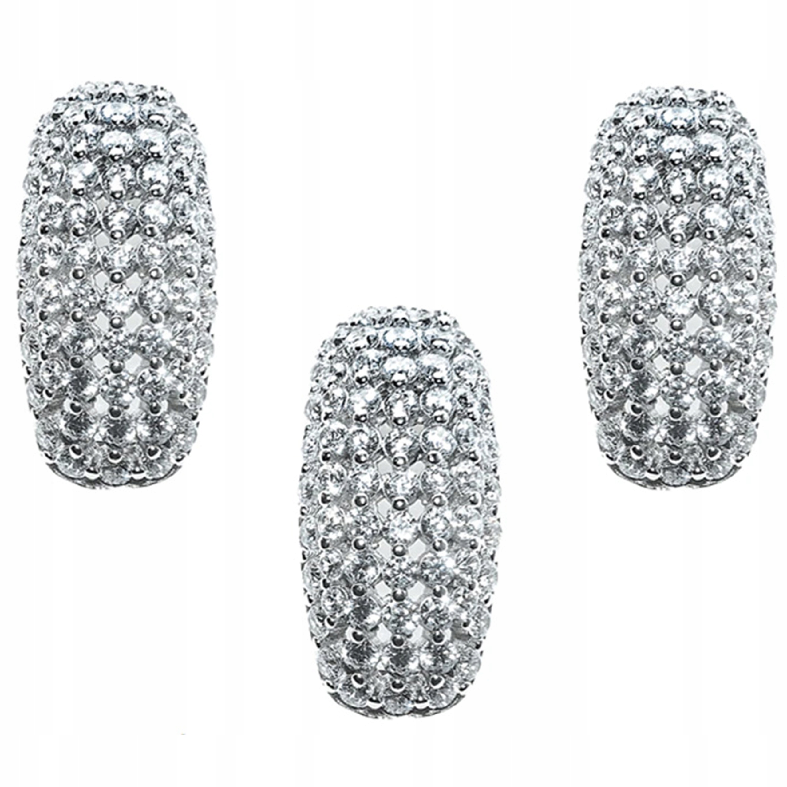 Elegantní komplet ze stříbra 925, půlkruhová destička zdobená zirkony