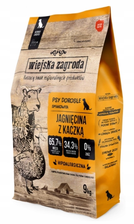 Levně Wiejska Zagroda Krmivo pro psy Jehněčí s kachnou (dospělý) malé granule S