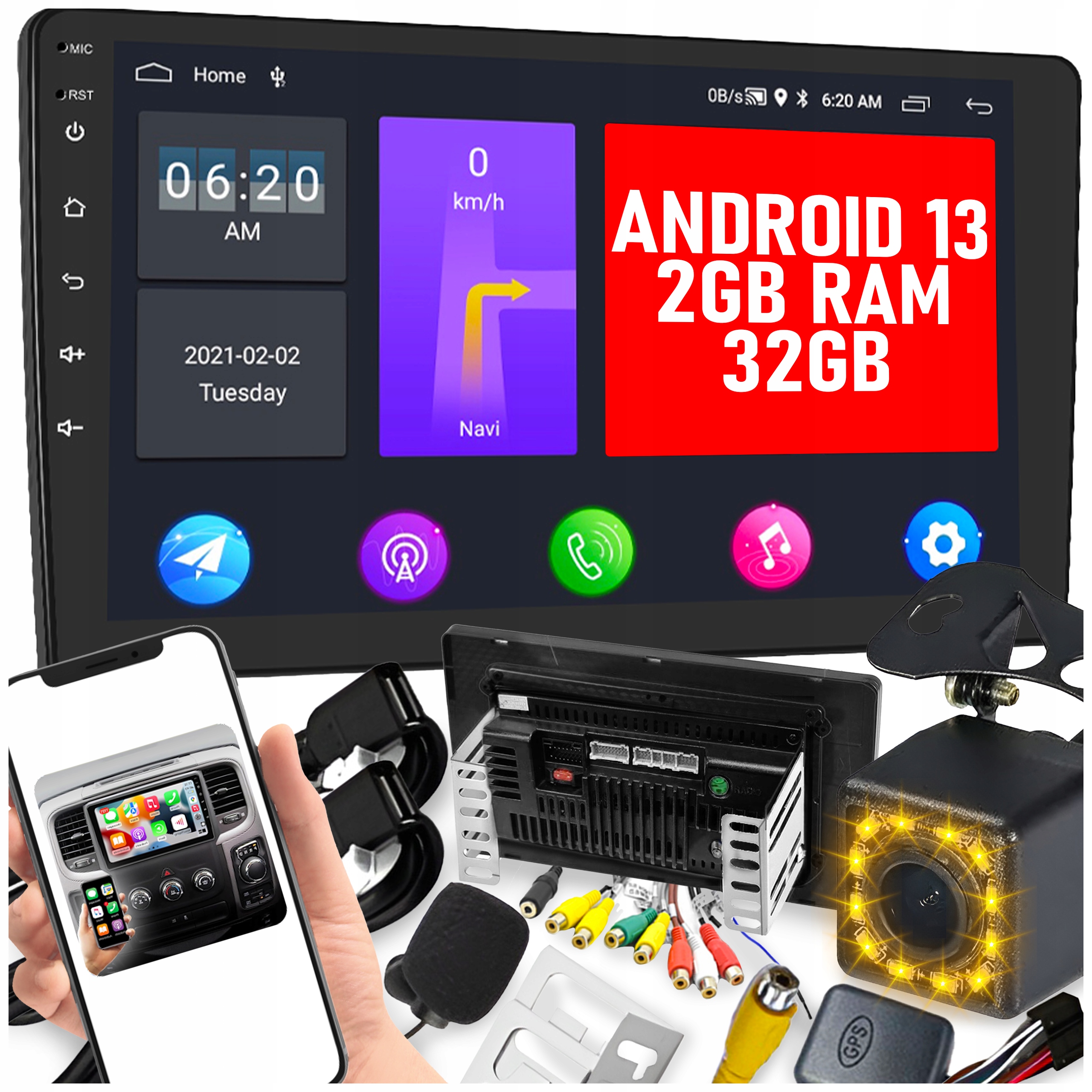 RADIO SAMOCHODOWE 2 DIN ANDROID 13 GPS 9" 2/32GB WIFI GPS MIRROR LINK