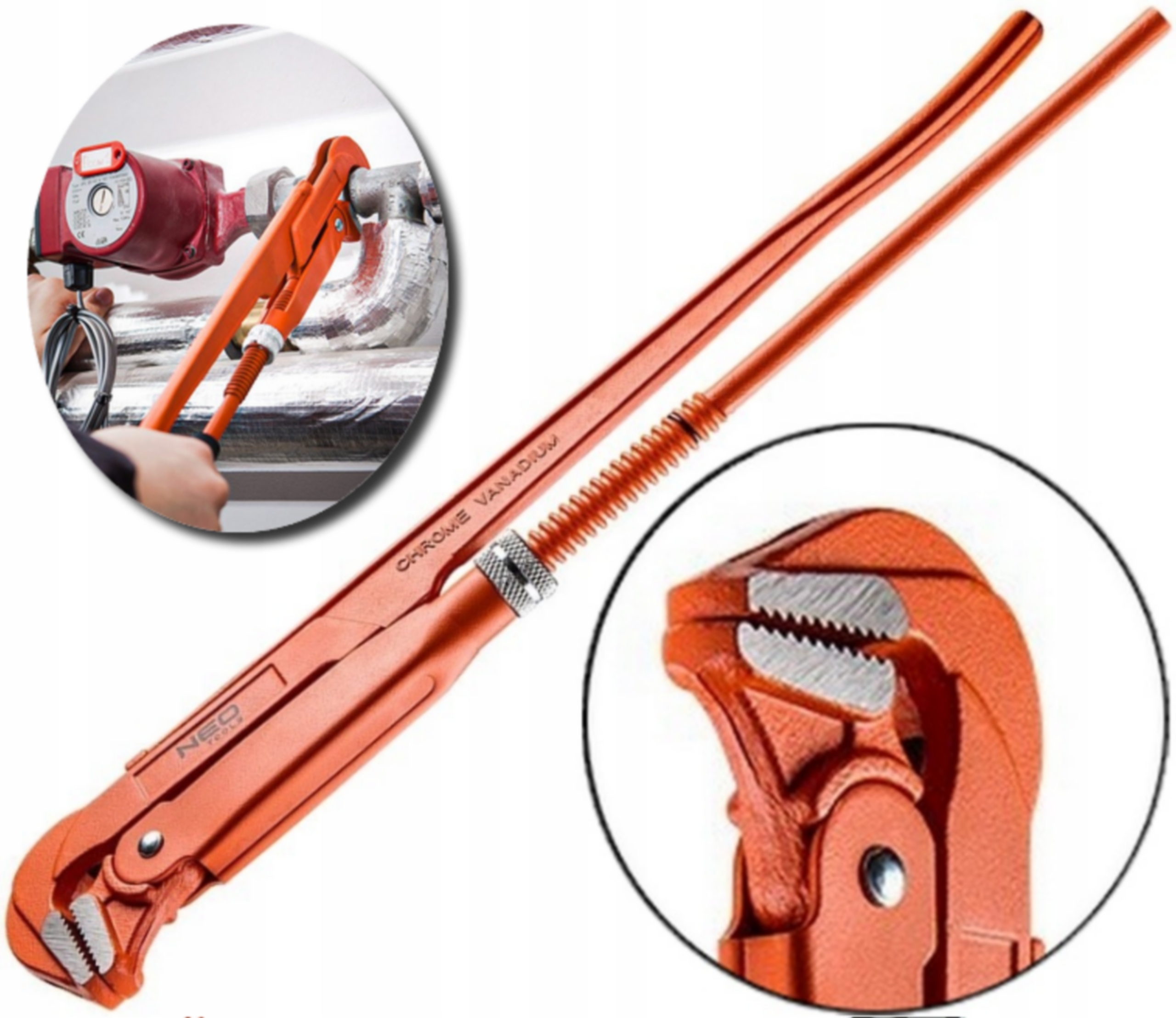 Stavitelný klíč na trubky 2.0" 560 mm typ 90° Neo CrV leštěné čelisti Pro
