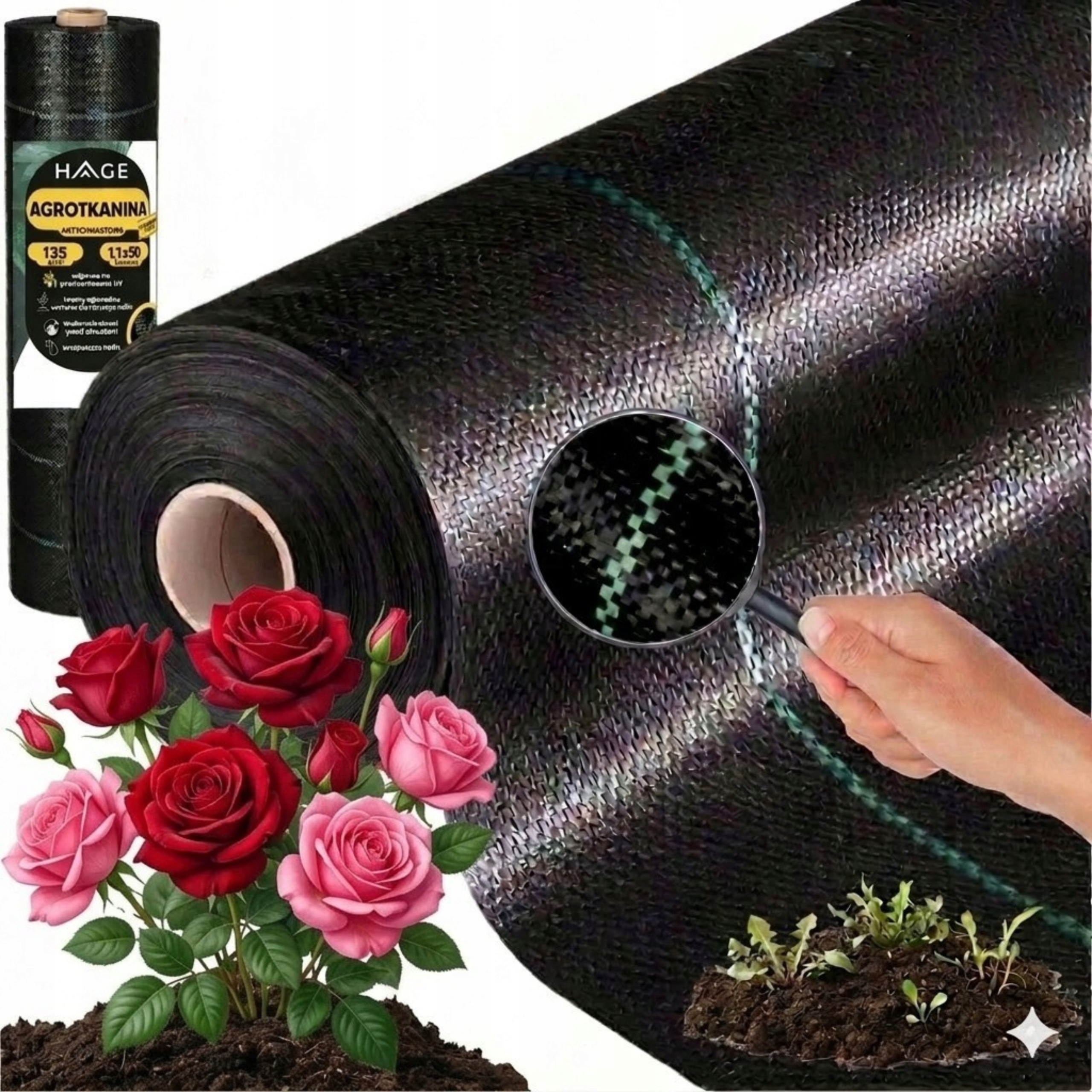Agrowłóknina Czarna Antychwastowa 135G szer.1,1m X dł. 50 M Mata Na Chwasty