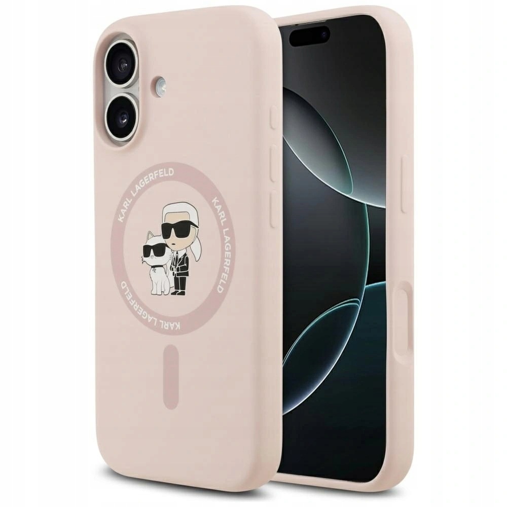 Pouzdro Karl Lagerfeld Silicone Karl&Choupette Ring MagSafe pro iPhone 17 Růžové
