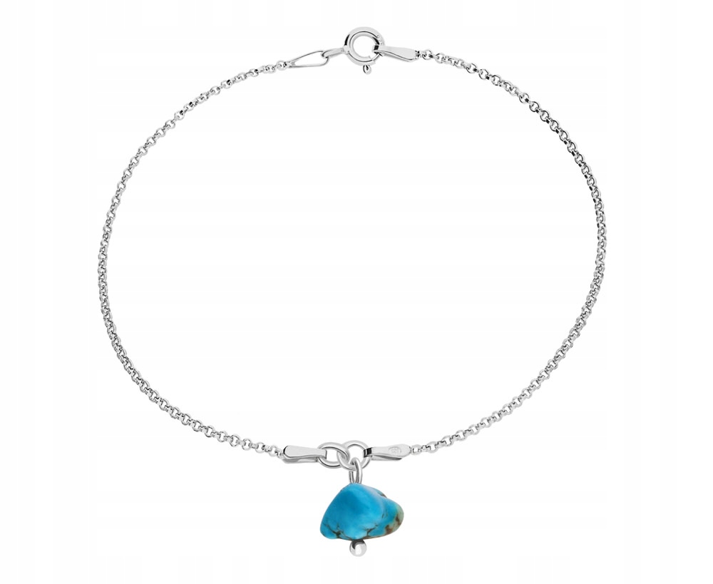 

Bransoletka srebrna niebieska turkus naturalny 925