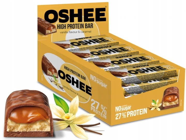 Levně Oshee Proteinová tyčinka vanilka & karamel 49 g x 12 kusů