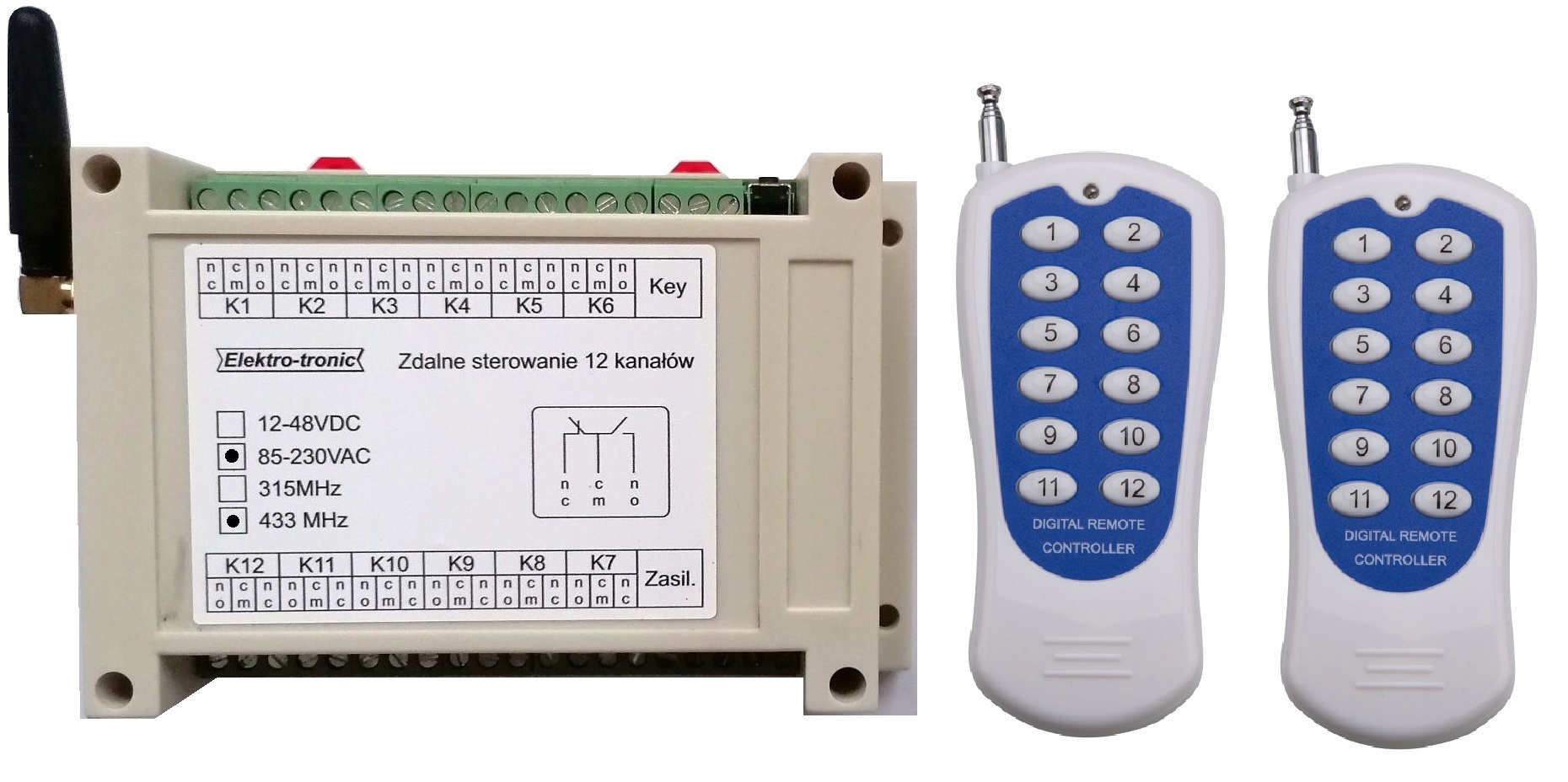Dálkové Ovládání 12 Kanálů Dálkové Ovládání Radiolinka 230V