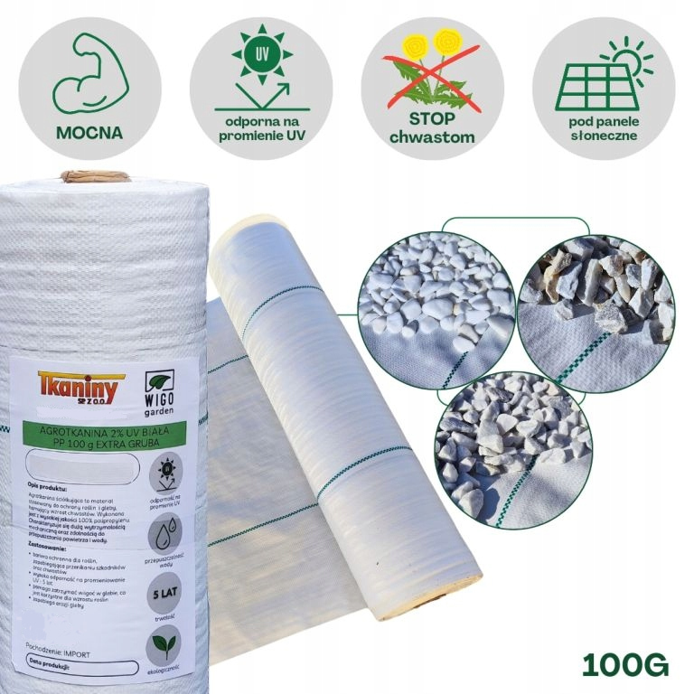 Agrotkanina biała Extra Gruba Pp Uv 100g/m2 60cm 100mb