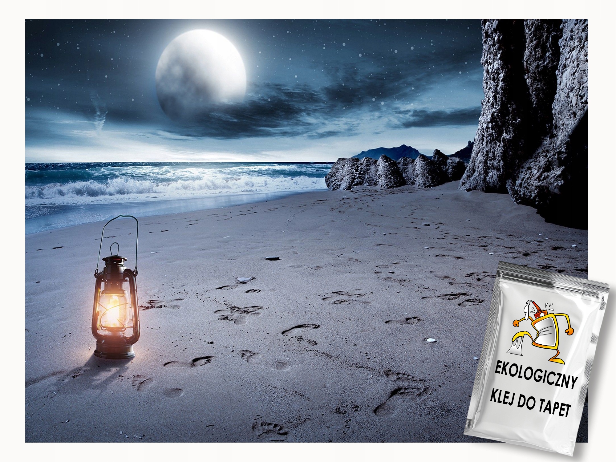 Fototapeta Flizelina Pláž Měsíc Noc Moře Lucerna 200x140 lepidlo