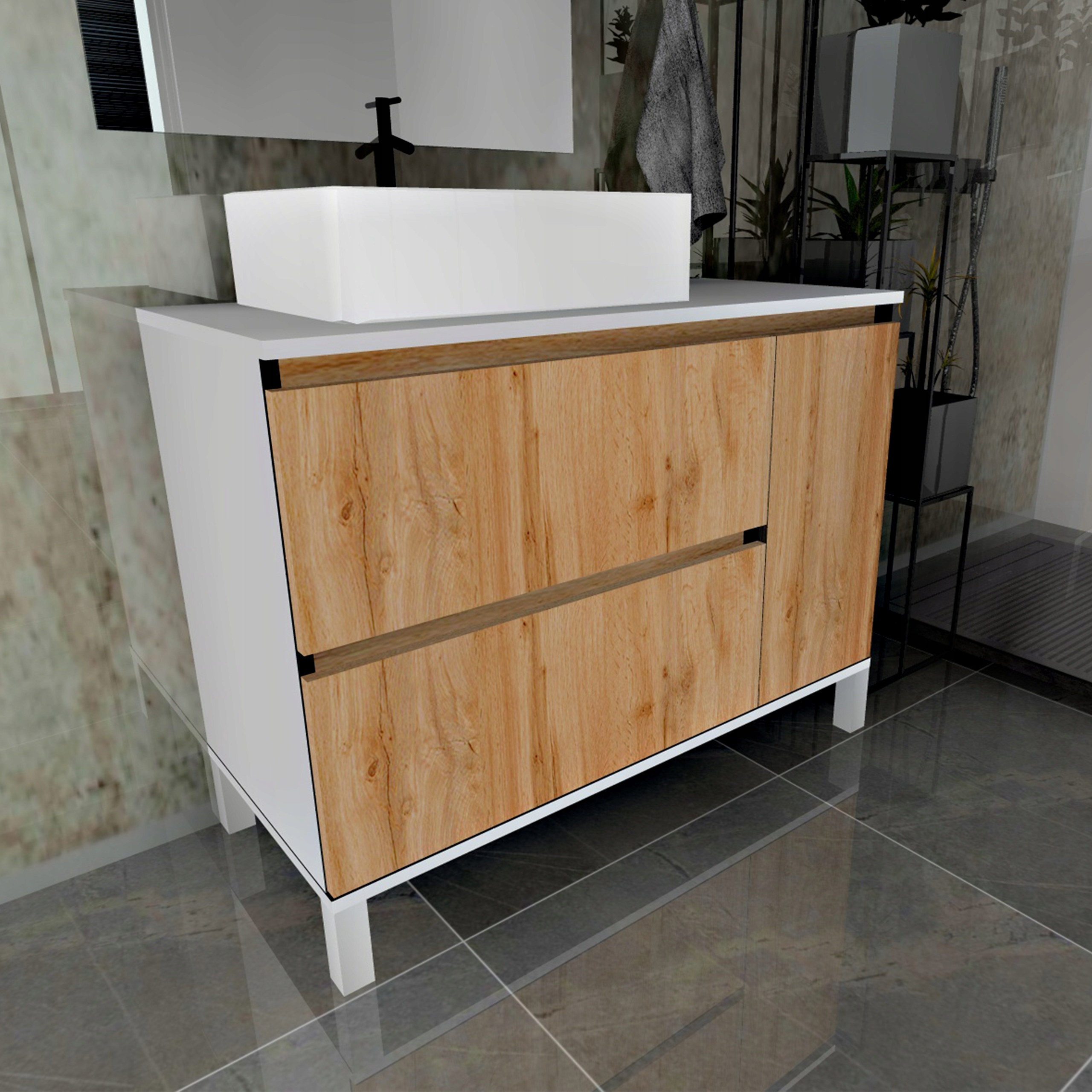 Szafka pod umywlkę _2_SZUFLADY+KOSZ_bez składania_ Pod Wymiar_Pod Kolor_ Typ stojące