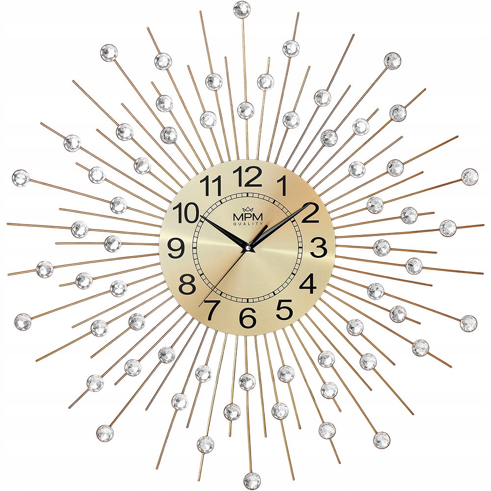 Veľké Efektné Zlaté Nástenné Hodiny S Kryštálikmi Mpm E04.4497.80 60 cm
