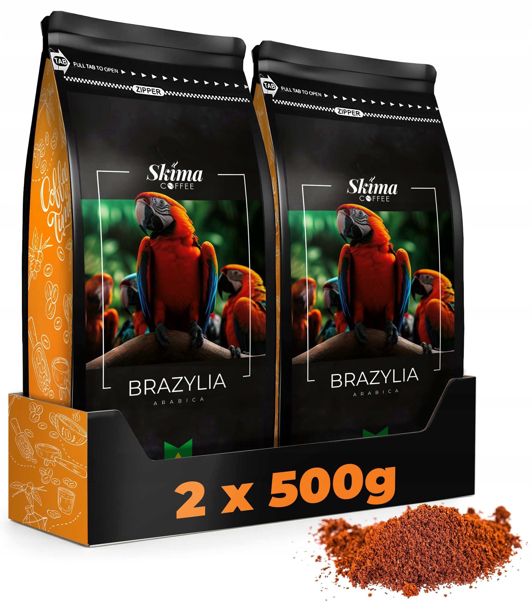 Mletá Káva 500 g x 2 Brazílie 100% Arabica Čerstvě pražená 1 kg Dárek