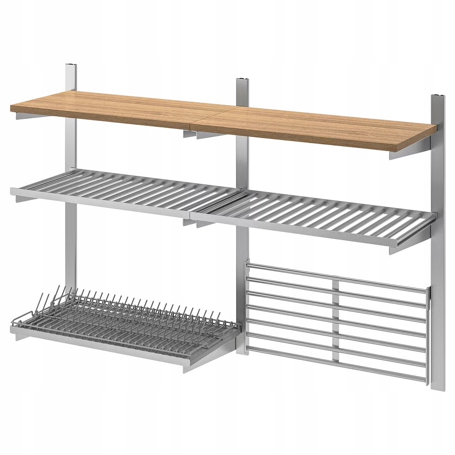 Ikea Kungsfors Szyna/półka/ociekarka/kratka, stal nierdz/jesion