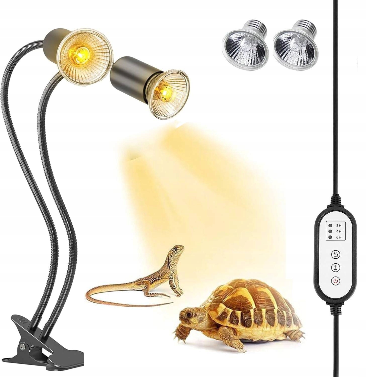 2 Topná Lampa Pro Plazy, Topná Lampa Uva Uvb E27 Se 2 Žárovkami 25+50 W