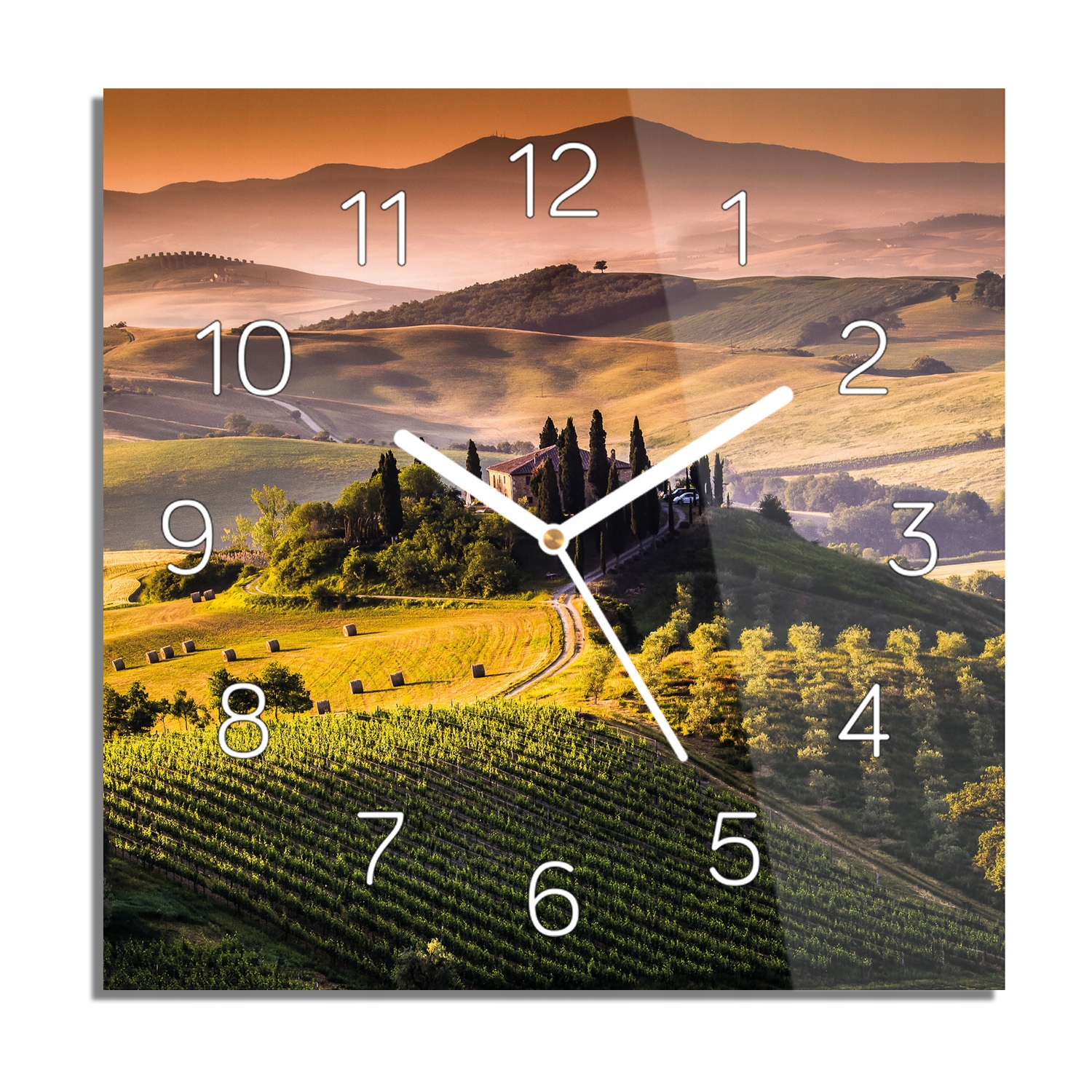

Toskania winnice pola foto-zegar do biura 30x30