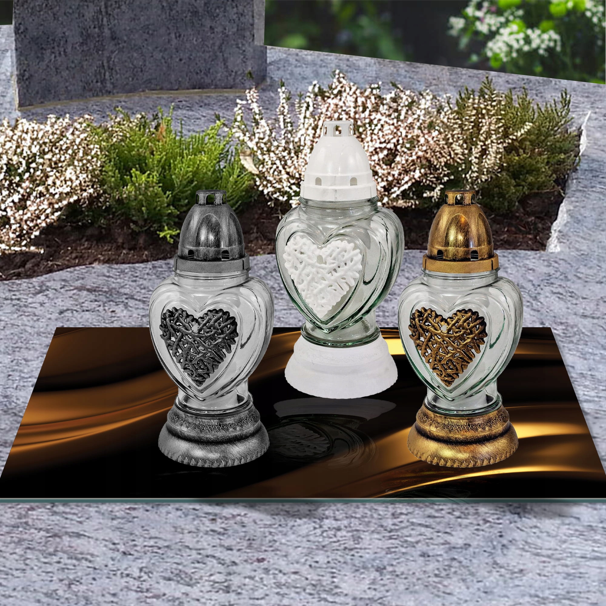 SZKLANA PODSTAWKA POD ZNICZE 60x20cm Wstęgi 326c Długość 60 cm