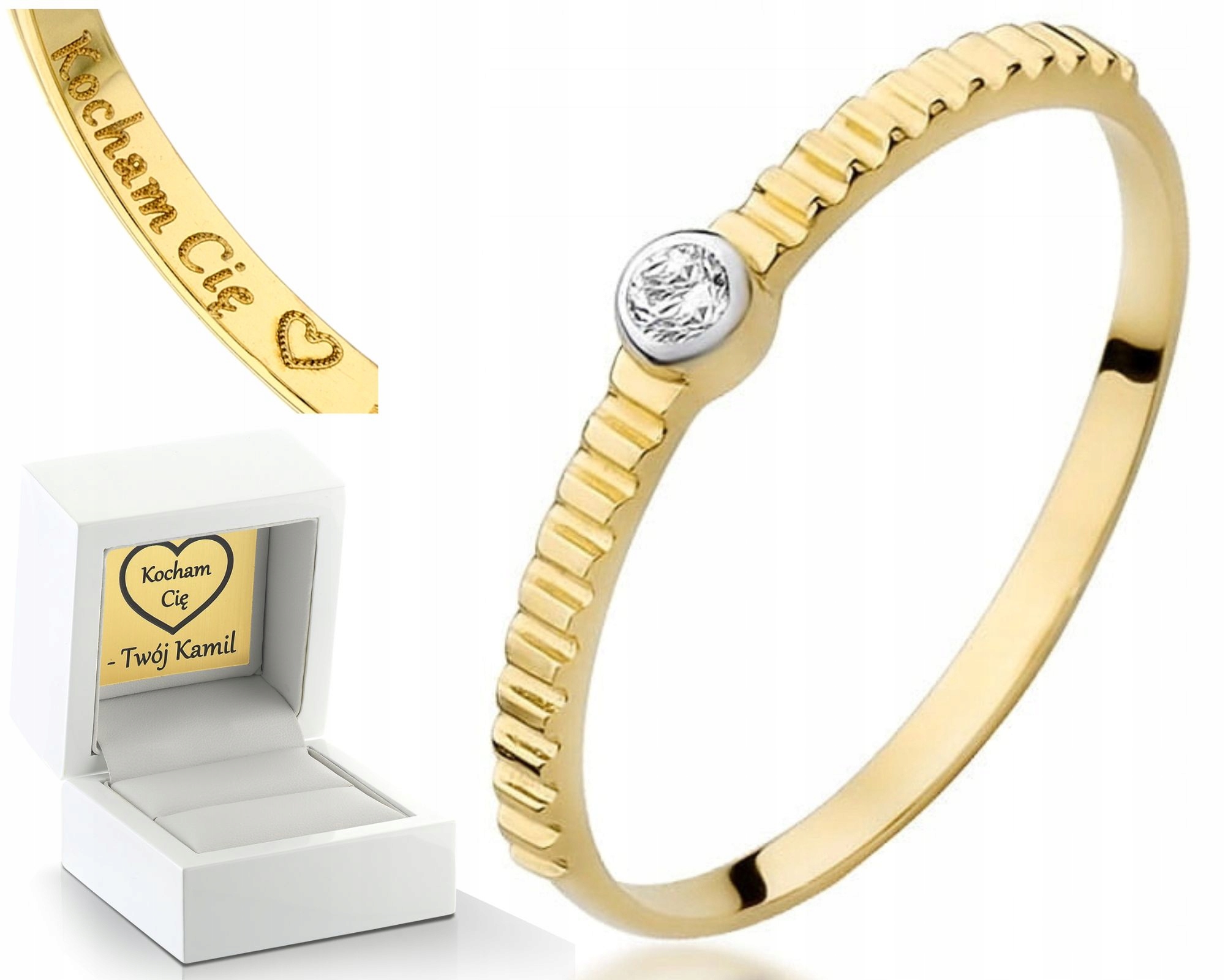 Zlatý Prstýnek S Briliantem Gravírování Bonus 0.585