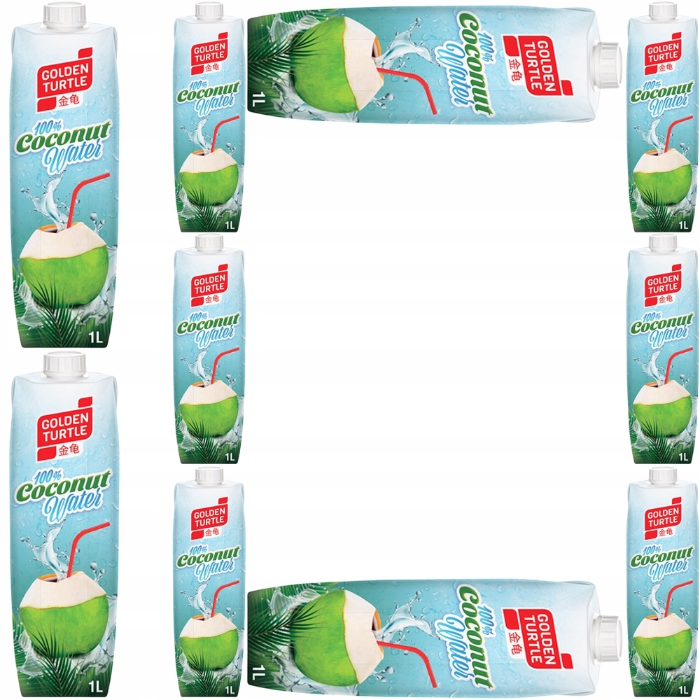 10x Zdravá Kokosová voda Kokos 100% hydratace 1000 ml 1 litr Golden Turtle