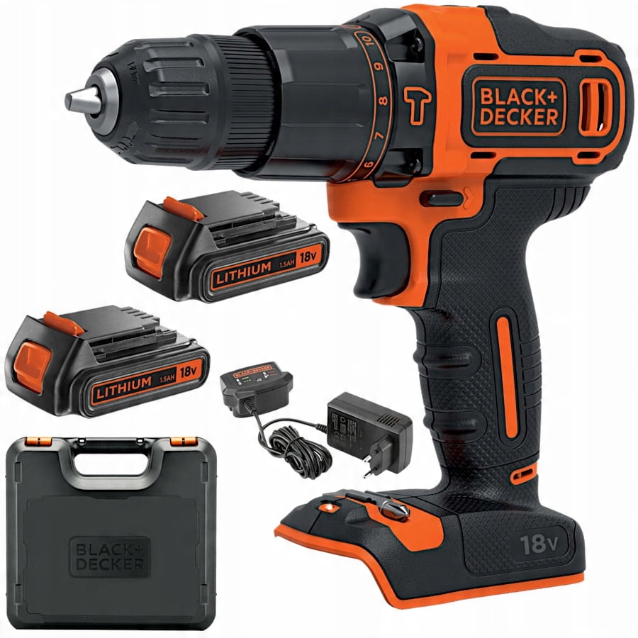 

Black Decker Wkrętarka udarowa aku 2x1,5 BDCHD18K