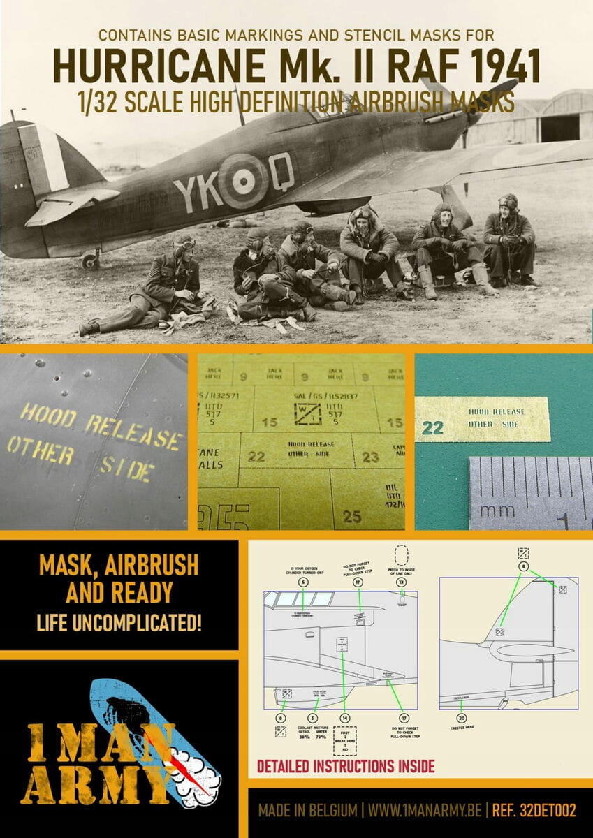 Masky Hurricane Mk. II Raf 1941 1:32 1 Man Army 32DET002