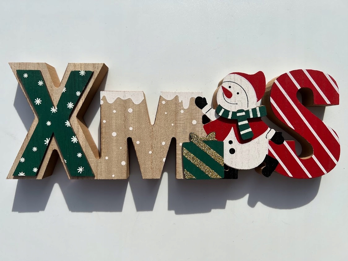 Drewniana dekoracja FIGURKA NAPIS XMAS MDF