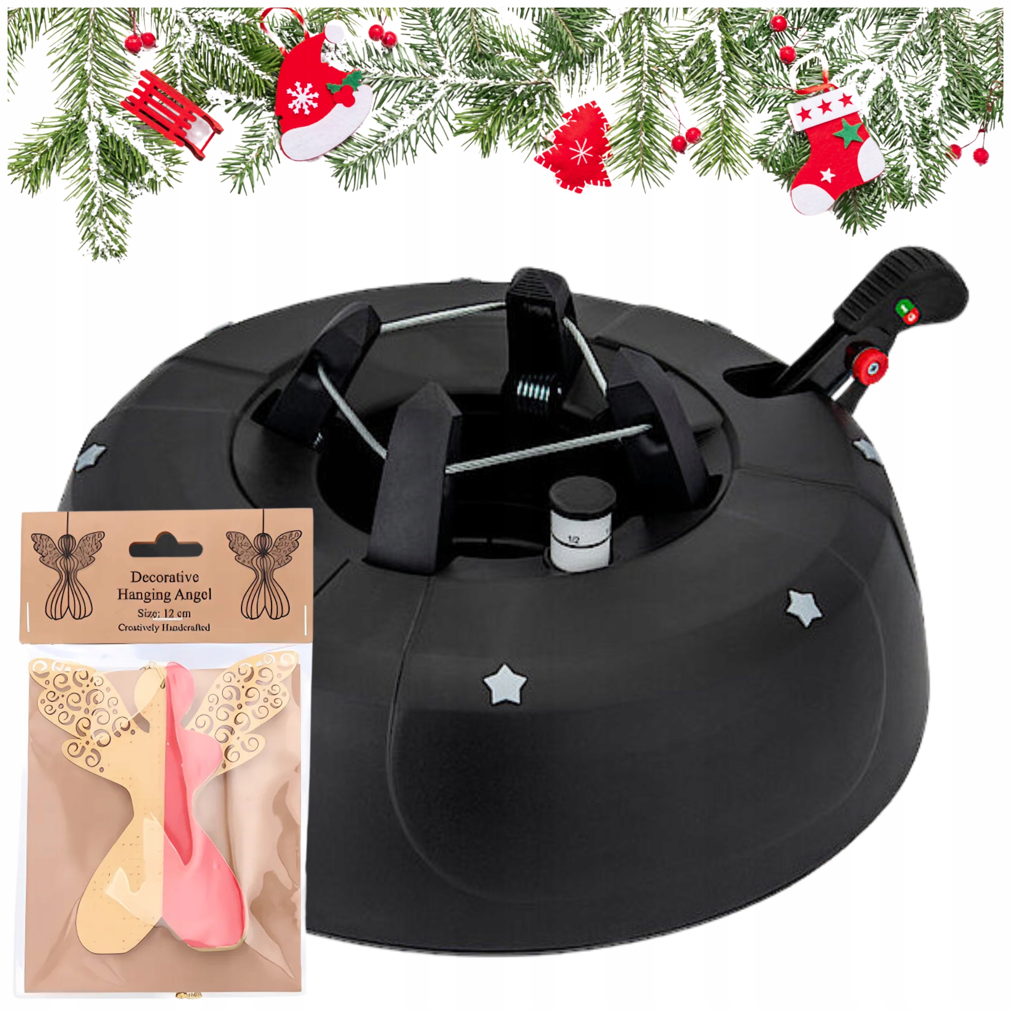 Stojan na vánoční stromek pro živý strom do 3 m grafit Dárek papírová ozdoba