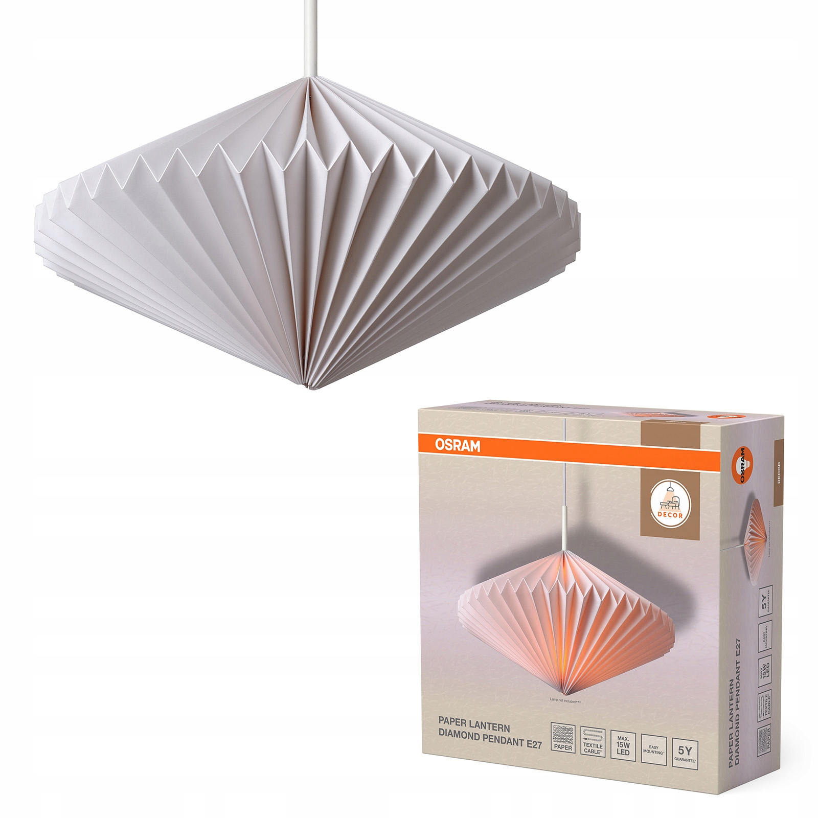 Závěsné Stropní Svítidlo Dekorativní E27 Bílá Decor Paper Lantern Osram