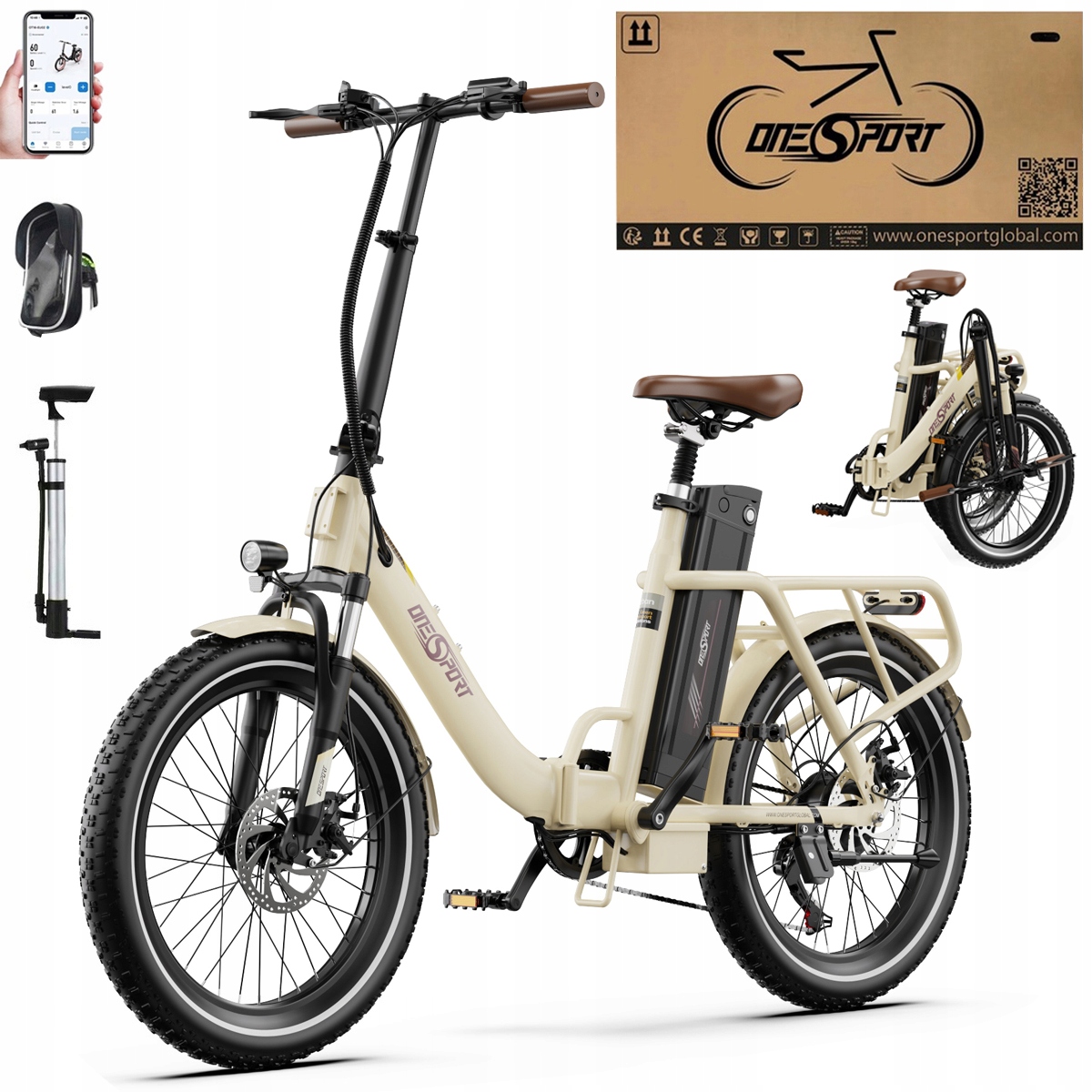 2026 Nowy Składany Rower elektryczny Onesport OT16-2 250W 48V17Ah120km 20"