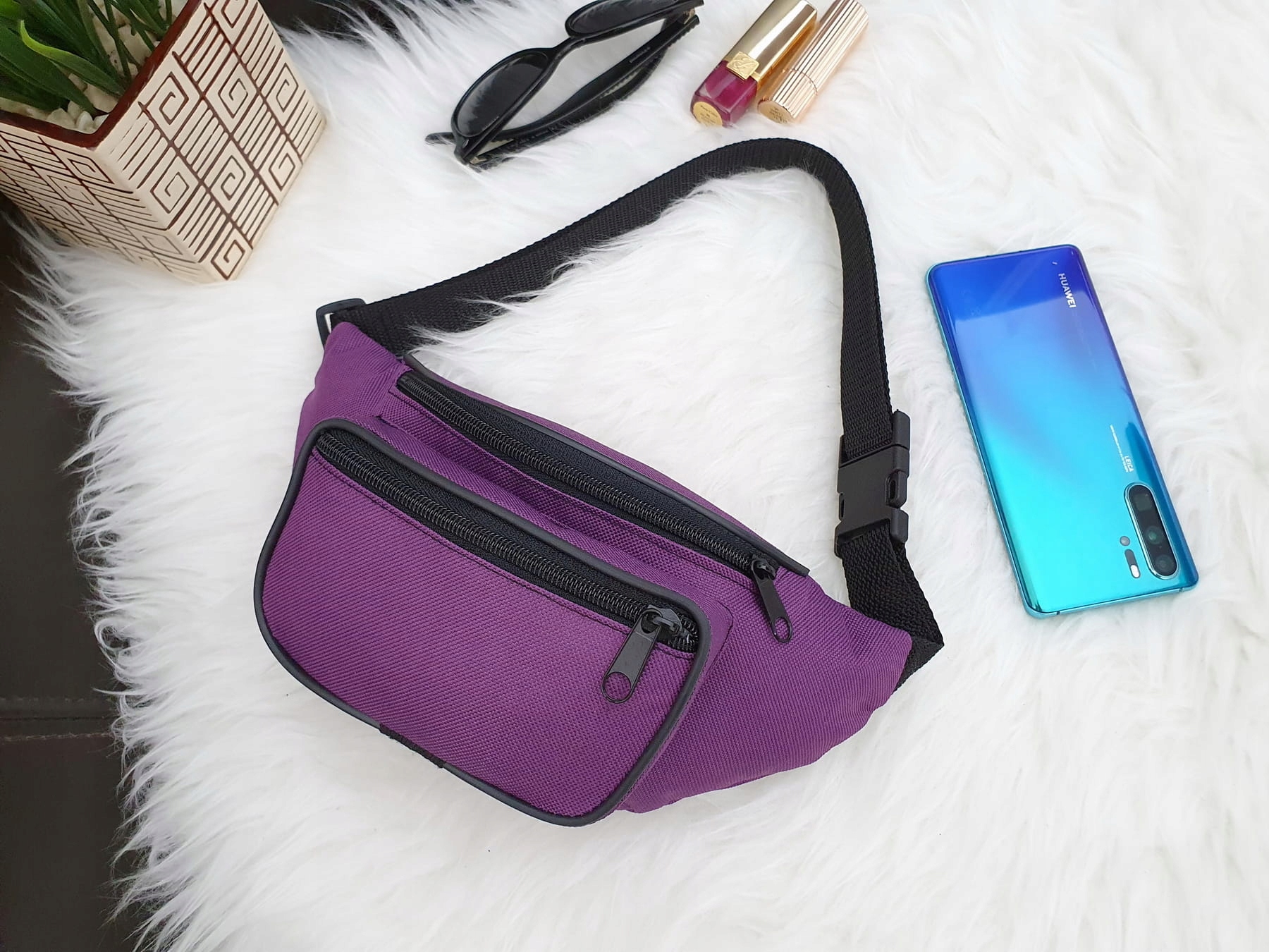 NERKA saszetka biodrówka polska damska FIOLETOWA Marka inna