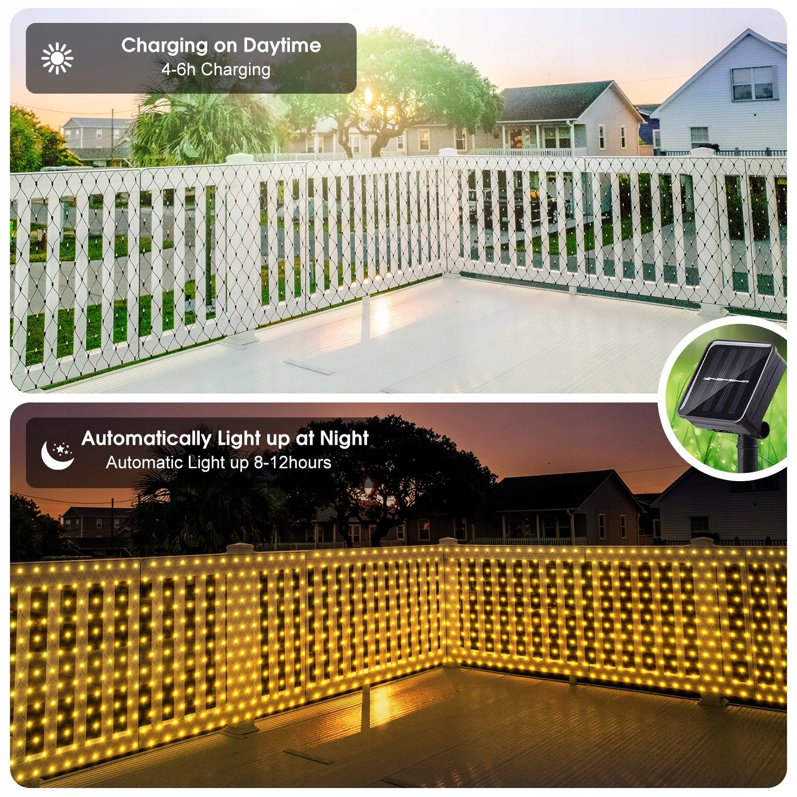 CERIAL Siatka Świetlna Solarna Zewnętrzna 8 Trybów 3X2M 200LED — miniatura 5