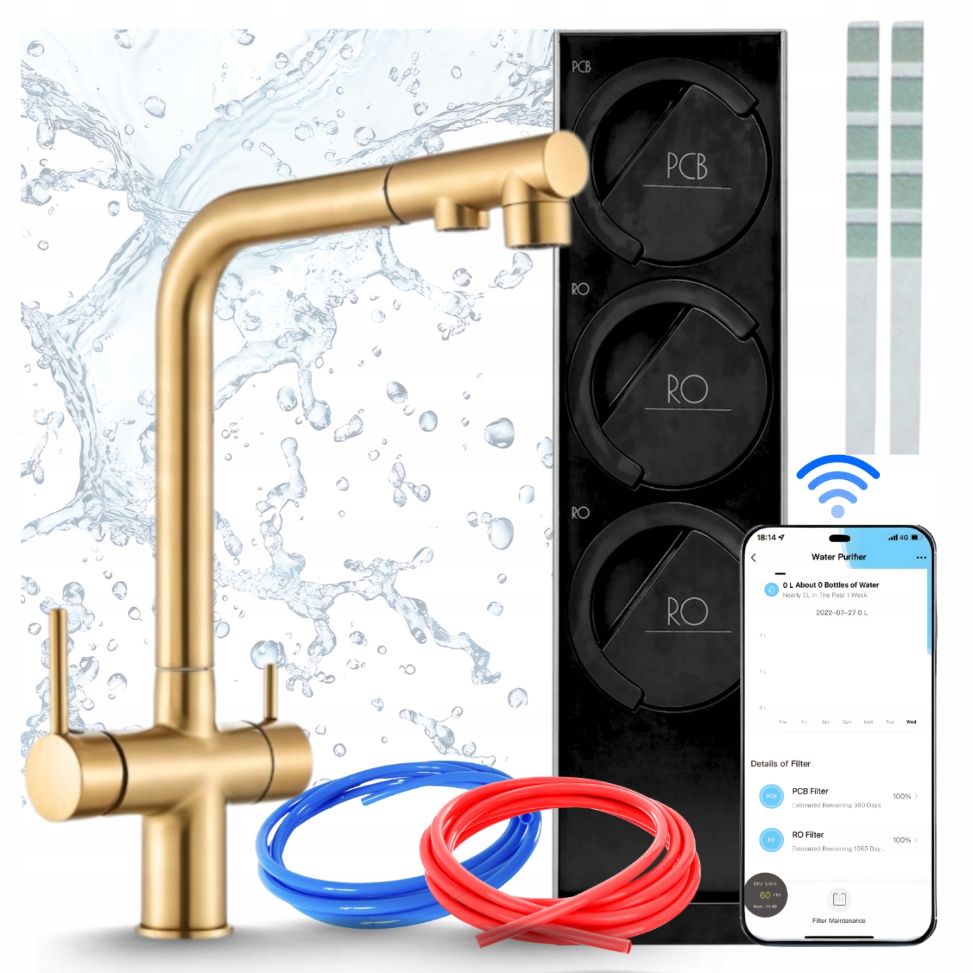 Úprava Pitnej Vody Midea 800GPD Smart RO7 S Čerpadlom A Kohútikom Na Vodný Filter