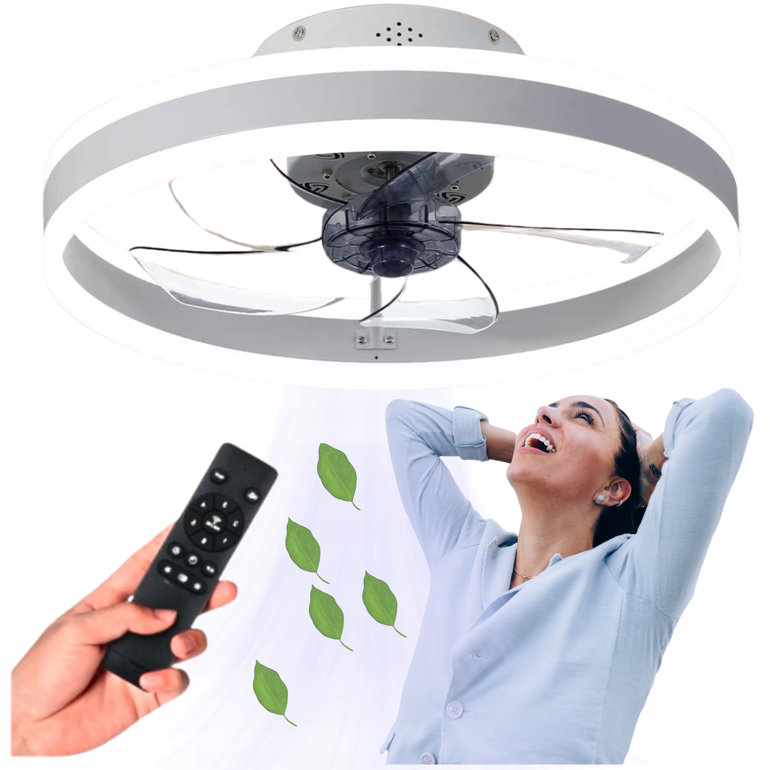 Żyrandol Wentylator Sufitowy Wiatrak Lampa Sufitowa Wisząca Led 60W Pilot