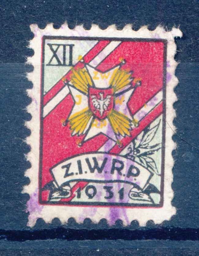 1931 ZWIĄZEK INWALIDÓW WOJENNYCH R.P., znaczek składkowy.