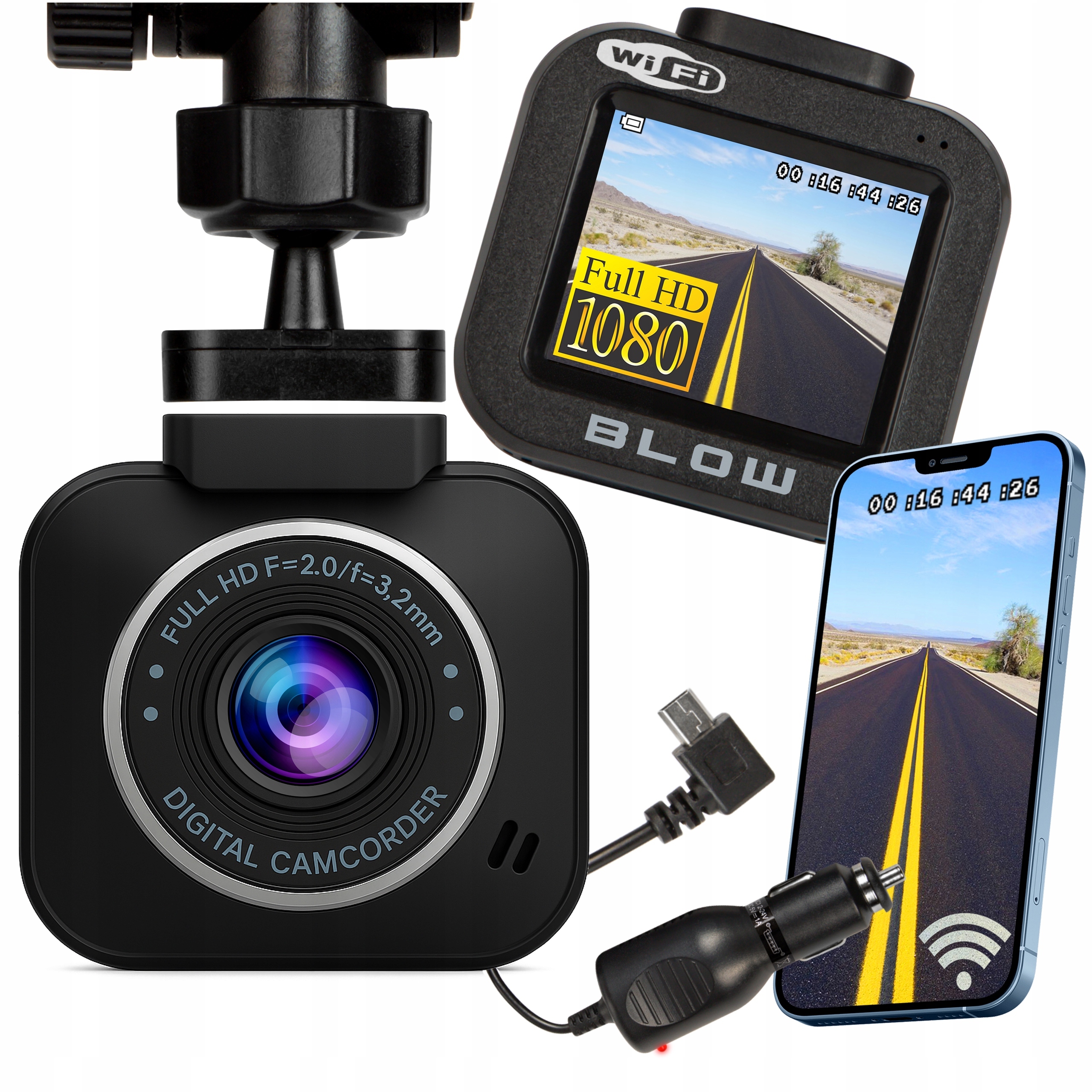 KAMERA SAMOCHODOWA FULL HD 1080p WIDEOREJESTRATOR WiFi G-SENSOR PARKING