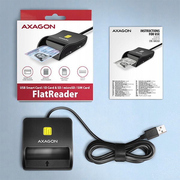 Axagon CRE-SM3SD, Usb-a FlatReader czytnik Smart card (eObywatelka)