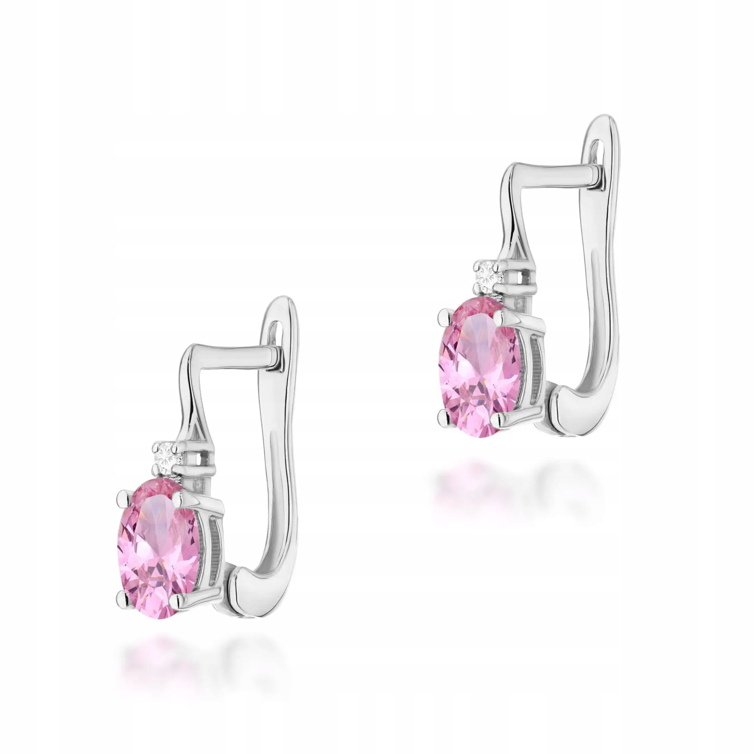 Złote kolczyki Szafir Różowy 2 x 0,45ct białe złoto pr. 585