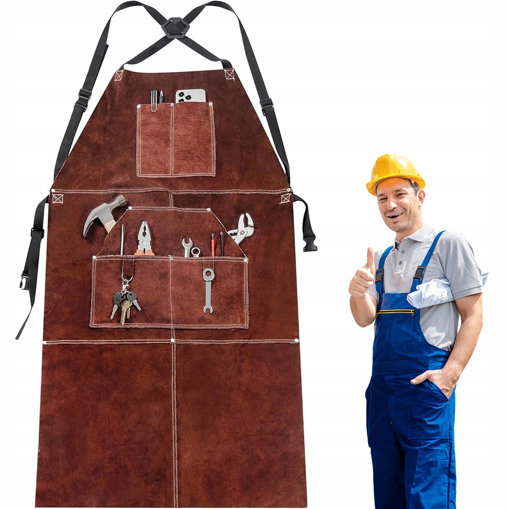 Nastavitelná Zástěra Se 6 Kapsami, Semišová Kůže Pro Truhlářství