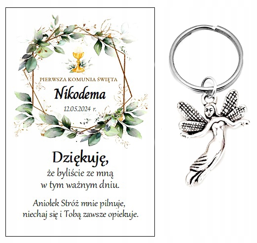 Podziękowanie dla gości breloczek ANIOŁEK NR 42 KOMUNIA PAMIĄTKA PODARUNEK