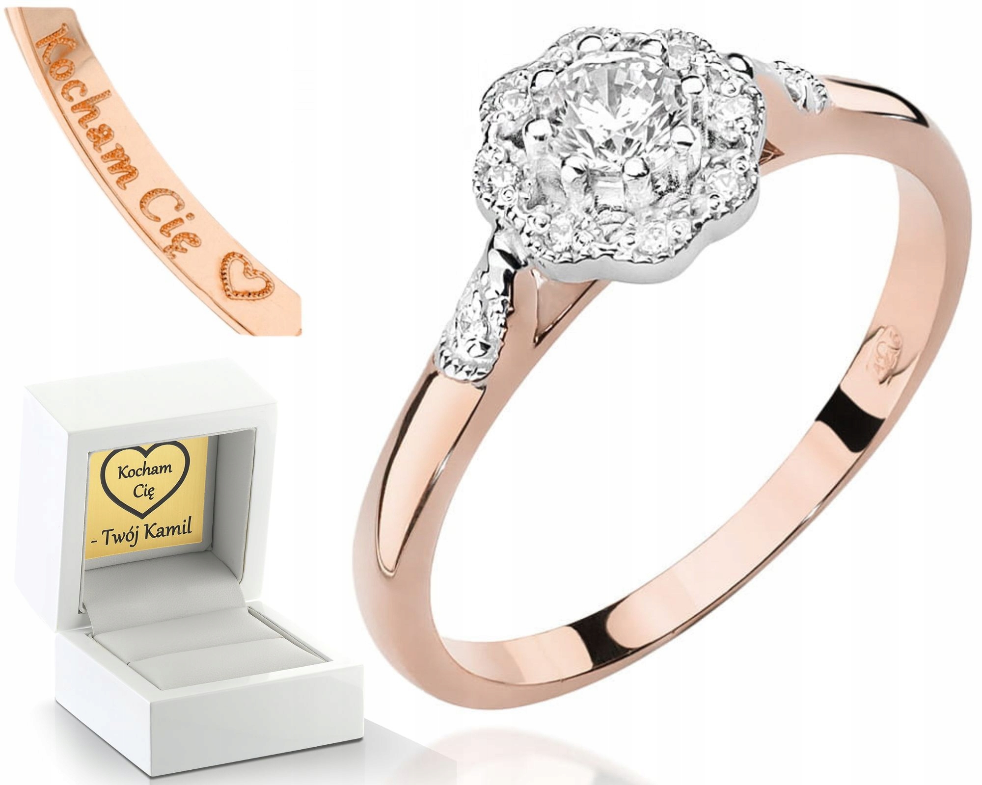 Prstýnek Z Růžového Zlata S Briliantovou Květinou 585