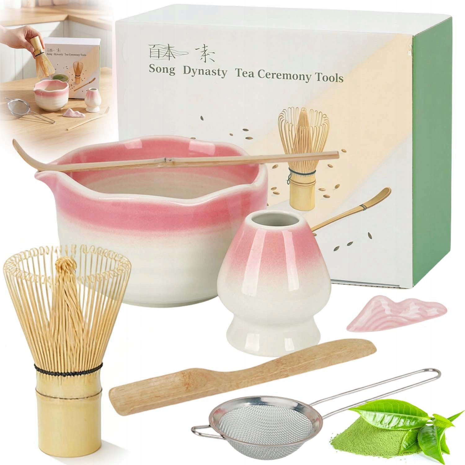 Chashaku Bambusowy Zestaw Prezentowy Do Herbaty Matchy Trzepaczka Łyżka