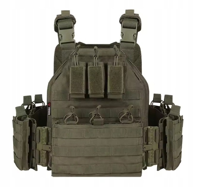 Taktyczna Kamizelka Plate Carrier Molle Z Ładownicami Oliwka Yakeda